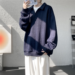 假两件卫衣男秋冬加绒加厚提花无帽打底衫宽松大码上衣WY008加绒图片