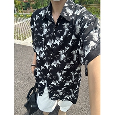 2025夏季新款港风夏威夷冰丝沙滩衬衫印花短袖CS305-P30，男装T恤，星座301C-5