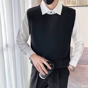 假两件毛衣男衬衫领秋冬流外穿针织衫S901-P55图片