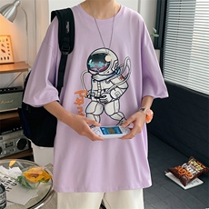 2024夏季新款宽松港风宇航员运动短袖T恤A071-5512-P25，男装T恤，电商A071