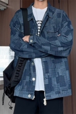 JK8123/P70秋装新款提花格子潮流复古水洗牛仔外套男生痞帅夹克男，男装夹克，电商A141