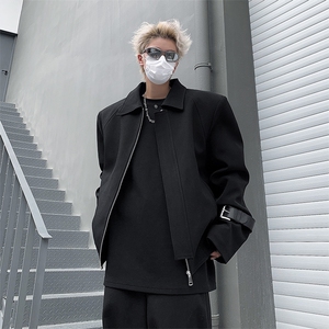 痞帅皮扣装饰翻领夹克外套男士夹棉加厚飞行服上衣冬季JK119-P138图片