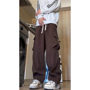 抽绳褶皱阔腿伞兵裤男女同款百搭工装裤降落伞休闲直筒裤D507/P60图片