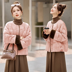 短款羽绒服女2025冬季新款小个子高级感超好看新中式G风提花外套，女装羽绒服，沁沁公主