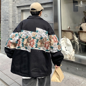12025秋季港风休闲大码M-5XL宽松潮拼接翻领夹克男7568P85控118图片