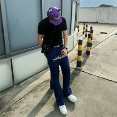 美式高街潮牌男女运动休闲裤直筒宽松慵懒显瘦印花休闲卫裤子，男装休闲裤，电商A486