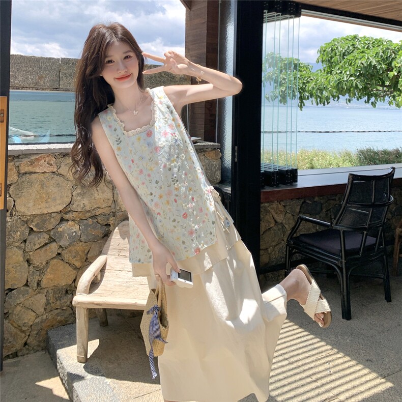 碎花吊带上衣半身裙两件套女2025夏季新款绝美减龄套装ootd一整套,女装套装/套裙,2C133