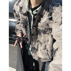 A178-JK009特P702025春季新款扎染牛仔夹克，男装夹克，电商A178
