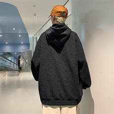 针织卫衣男春季新款高领宽松纯色学生港风连帽外套潮牌WY016-p45，女装短外套，星座1008-2