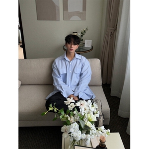 条纹长袖衬衫男春季美式cityboy休闲日系衬衣外套903P50图片
