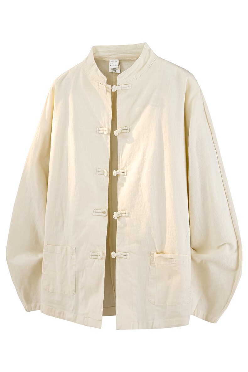 8XL-M亚麻棉麻长袖衬衫风衬衫新中式打底衫佛系CS504P68控88,男装T恤,电商D206-1