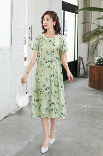 夏季大版冰丝麻连衣裙小清新,女装连衣裙,矢口日慧