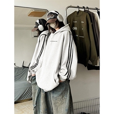 抖音得物供货提供视频秋冬重磅美式宽松织带连帽卫衣0608，男装卫衣，电商A486