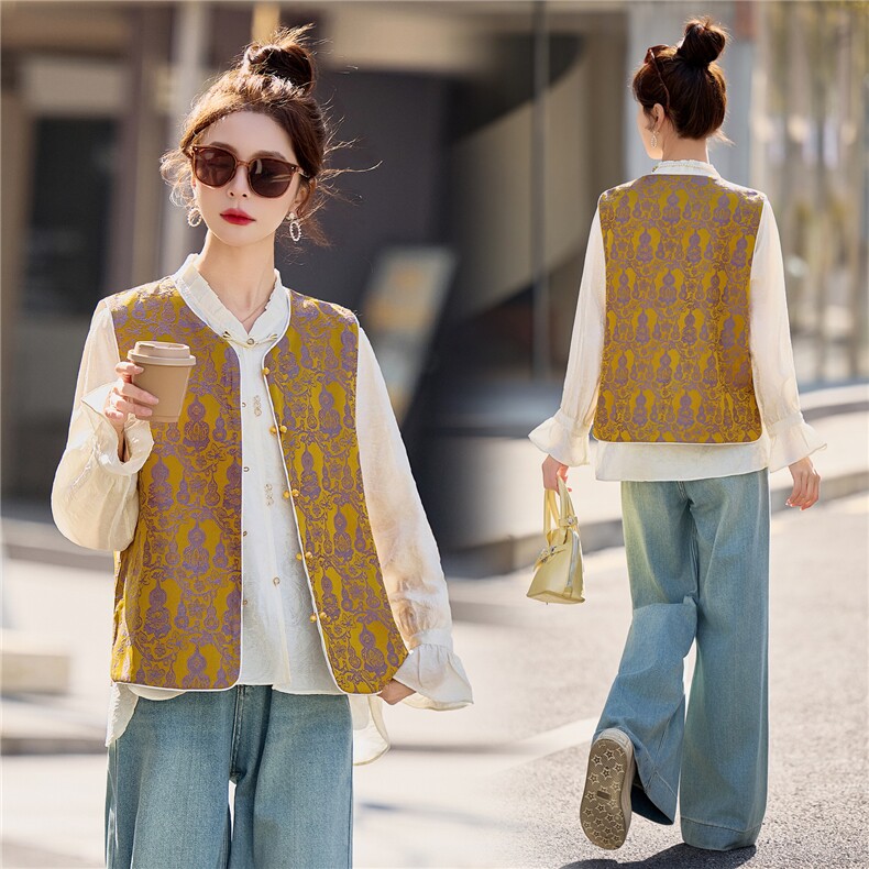 【春季女装新款】大量现货两面穿提葫芦花新中式马甲外套，女装马甲，魅衣本色