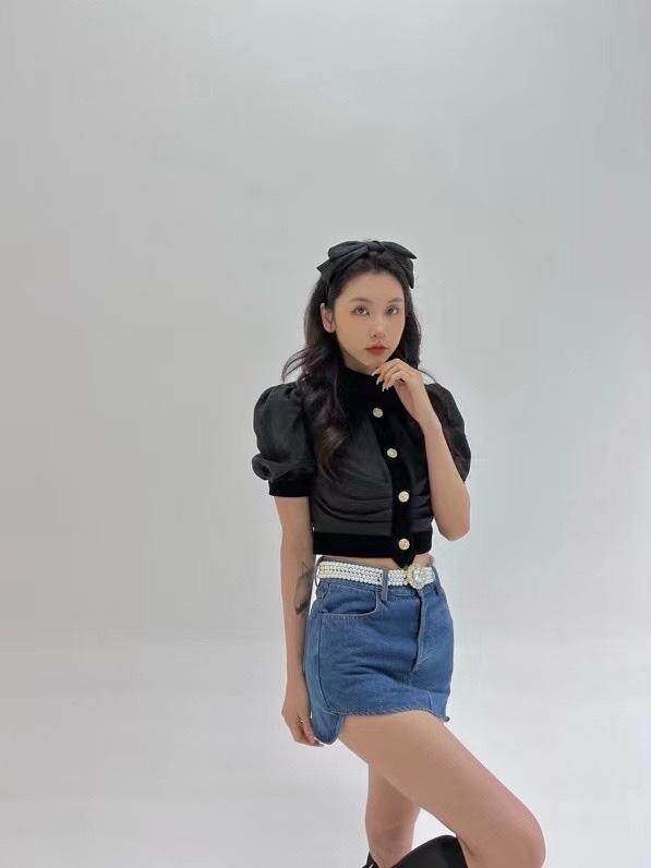 蝴蝶结透视衬衫，女装衬衫，HE