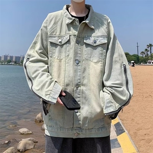 现货美式复古牛仔外套男春秋季新款潮牌痞帅高级感做旧夹克上衣服图片