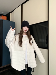 极简奶油风时尚棉服女2025秋季新款宽松圆领排扣短外套高级感气质图片