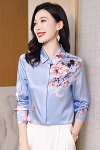 重磅真丝衬衫女长袖2026年春季新款设计感小众印花高端真丝上衣图片