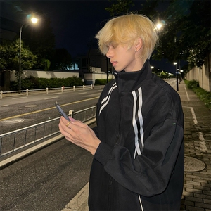 抖音得物高品质二开 26春装美式重磅织带撞色立领卫衣开衫外套W70图片