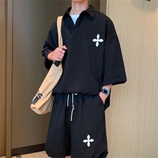休闲套装男潮流新款五分袖百搭慵懒气质原宿五分裤CT65P70，男装休闲套装，星座1116-2