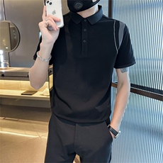 主推设计感夏季拼接半袖T恤翻领Polo衫潮流短袖体恤T0242-P50，男装T恤，电商D342