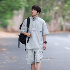 套装夏季冰丝POLO衫翻领短袖T恤短裤套装T0066+K055-P80，男装Polo衫，星座109
