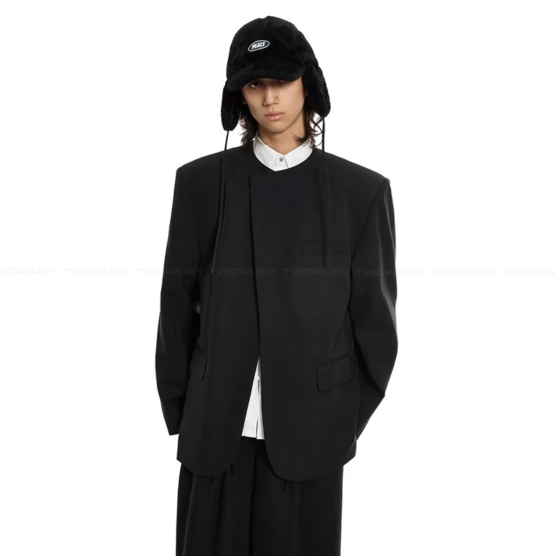 WE1552-P652025春秋新款高级感简约圆领百搭宽松西服,男装西服,电商B323A