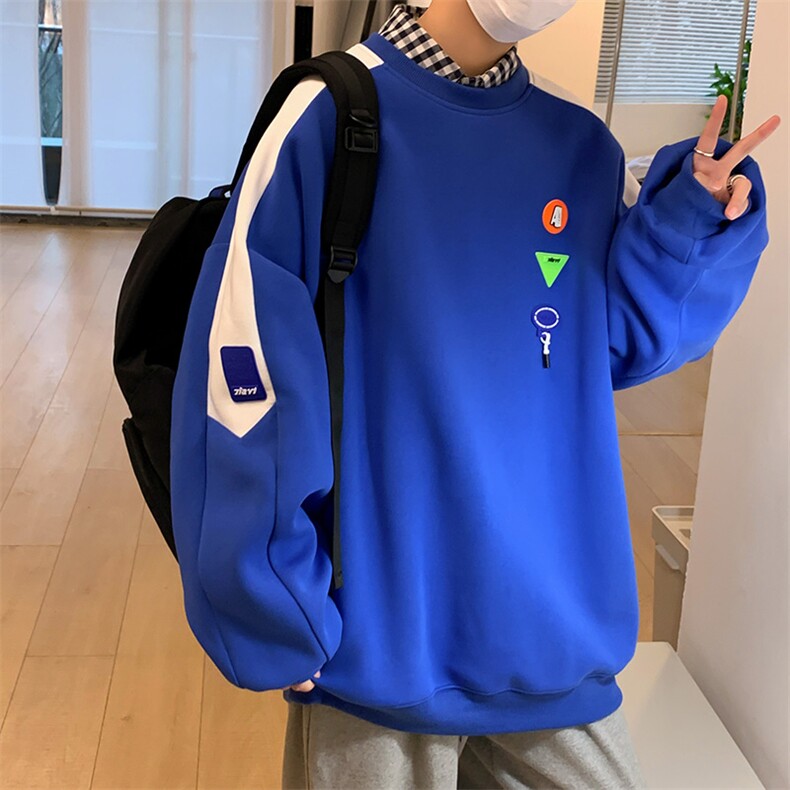 秋季新款男ins潮牌圆领无帽设计感百搭2023新款衣服22306-53控78,男装卫衣,星座717