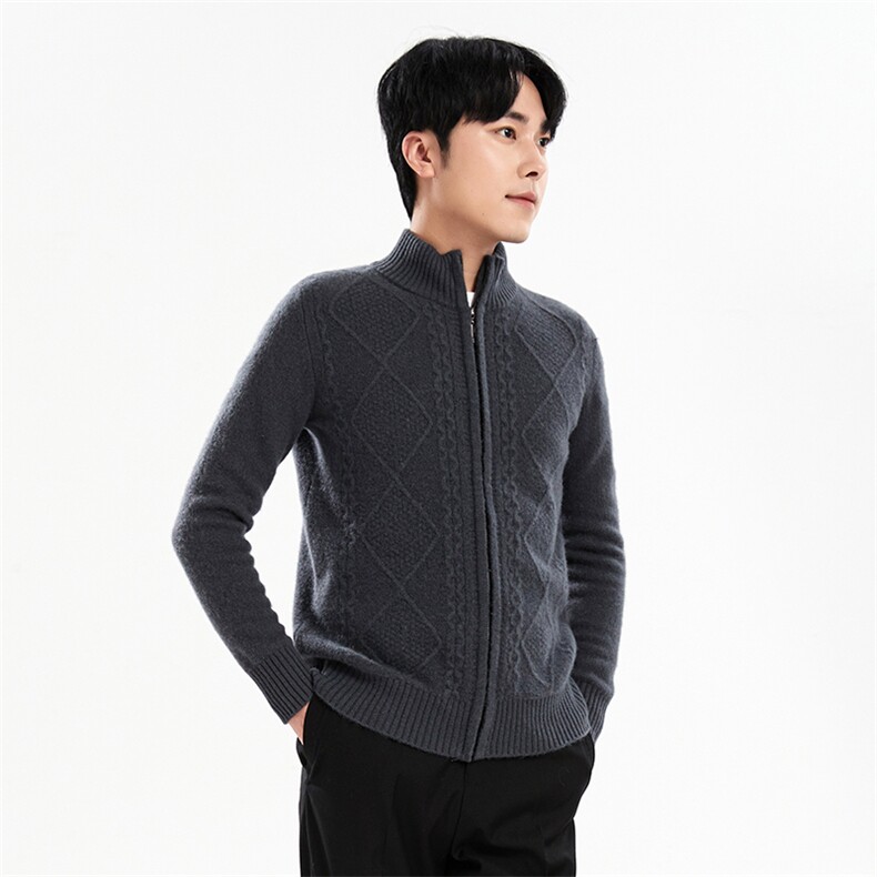 男士羊毛开衫羊毛圆领纯色秋冬保暖男装，男装羊毛衫，牧绒家园