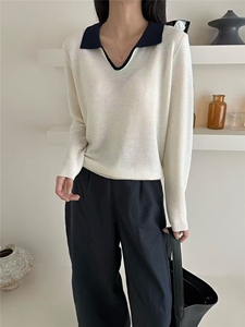 2025百搭时尚六羊毛滴水领PO长袖,女装针织衫/毛衣,晨旭羊绒