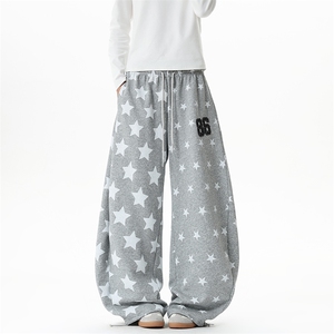 【现货】XZ1218 BKW34 特价P46 美式复古星星满印松紧卫裤图片