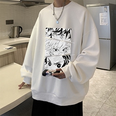 华夫格卫衣圆领卫衣男大码长袖t恤男外套HW76176-P30加绒款-P40，男装卫衣，电商A040