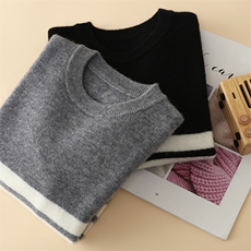 秋冬季新款舒适时尚百搭十二针加条圆领儿童羊绒衫，童装儿童羊绒衫，六一童装