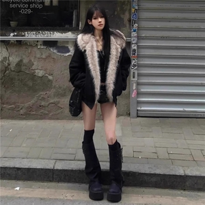 A542-P95 小香风鹿皮绒外套女春秋冬加厚高级感小个子毛毛夹棉衣图片