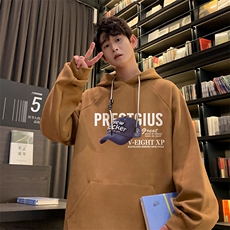 港风抖音直播得物高品质宽松麂皮绒连帽卫衣W6205P48，男装卫衣，电商C408(原B339-1)