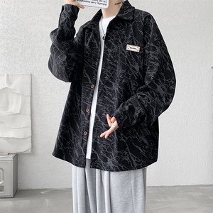 现货10059-P40 控68秋季新款百搭大码高品质衬衫男港风宽松长袖图片