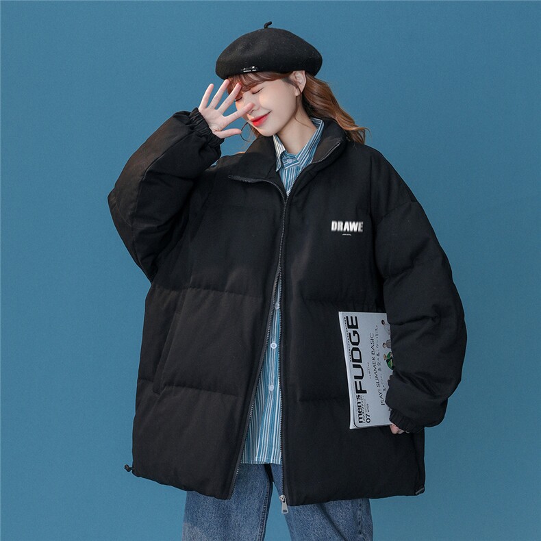 中性风22冬季新品字母印花简约立领棉衣外套MY2042P85控108，男装棉衣，A247A