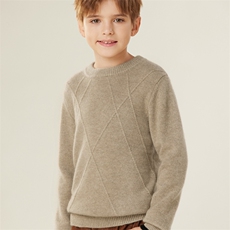 新款儿童羊绒毛衣秋冬保暖纯色简约圆领针织衫男女童时尚百搭上衣，童装儿童羊绒衫，跳跳羊儿童羊绒衫