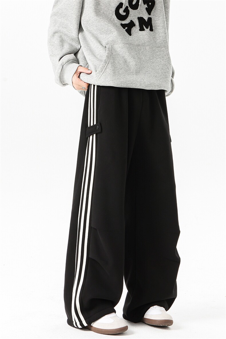 8XL-M奥粒绒加绒休闲裤男三条杠条纹运动裤宽松卫裤K9121P58控78,男装休闲裤,电商D206-1
