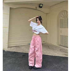 多巴胺休闲裤男女韩版潮流宽松阔腿字母2025夏季ins长裤K6245-P43，男装休闲裤，星座412-3