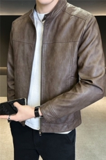 秋季2025新款立领皮衣外套男装上衣机车服皮夹克A313-PY915-P145，男装皮衣，电商A313