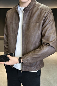秋季2025新款立领皮衣外套男装上衣机车服皮夹克 A313-PY915-P145图片