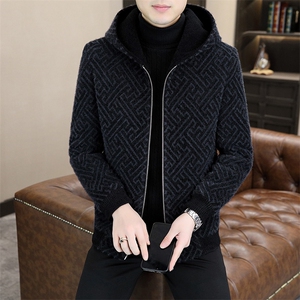 新款冬季男士加棉加厚连帽修身潮流时尚毛呢大衣D72P155控238图片