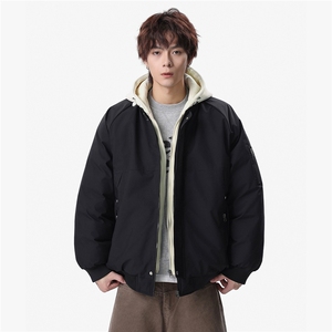 新款冬季大码羽绒棉服棉袄连帽假两件韩版宽松外套A436-2583-P95图片