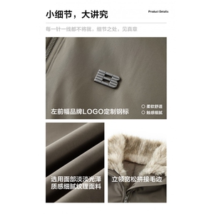 网图 拼接毛边立领派克棉服宽松冬季保暖棉衣P95图片