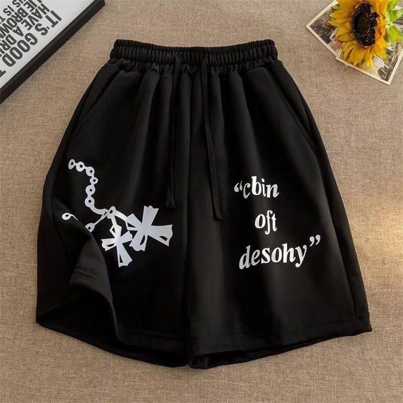 美式潮牌休闲短裤男2024夏季新款百搭街头风宽松抽绳五分裤，男装休闲裤，四季星座218-1