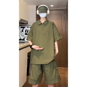 量大优 供视频 泡泡纱polo衫套装短袖短裤男 CP77TZ-特p50图片