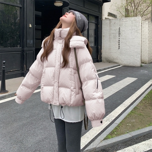 连帽泡芙短款羽绒服外套女冬季2025新款小个子巨好看白鸭绒面包服图片
