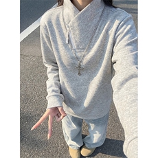 春季立领斜半拉链卫衣美式长袖打底衫男女C64170-TP30不，男装T恤，电商A102