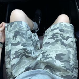迷彩廓形风琴袋工装裤男女夏季潮流街头设计感小众款短裤BM21 P48图片